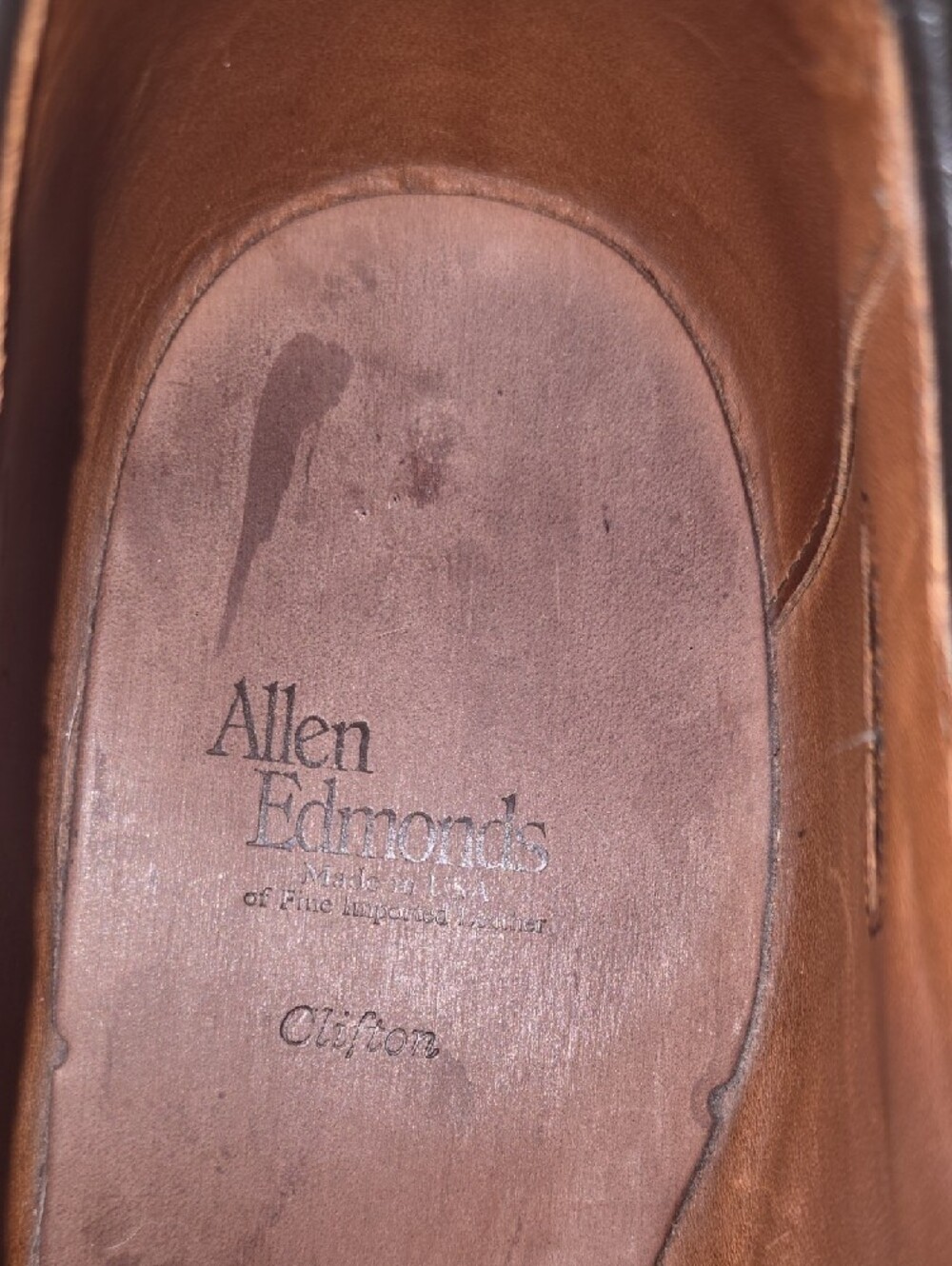 Allen Edmonds Tan Leather Slip-On Brogue Cap-Toe Loafers - Picture 2 of 6